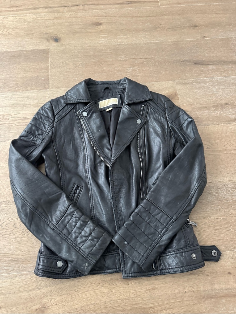 Michael Kors Black Quilted Leather Moto Jacket - Women